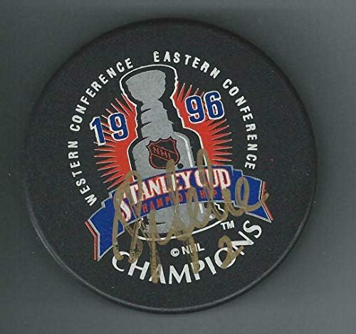 Sylvain Lefebvre İmzaladı Colorado Çığ 1996 Stanley Kupası Şampiyonlar Diski İmzalı NHL Diskleri