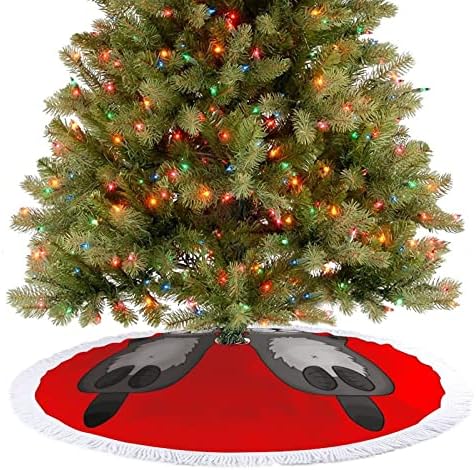Noel ağacı altında Merry Christmas partisi için püskül ile komik su samuru baskı Noel ağacı etek