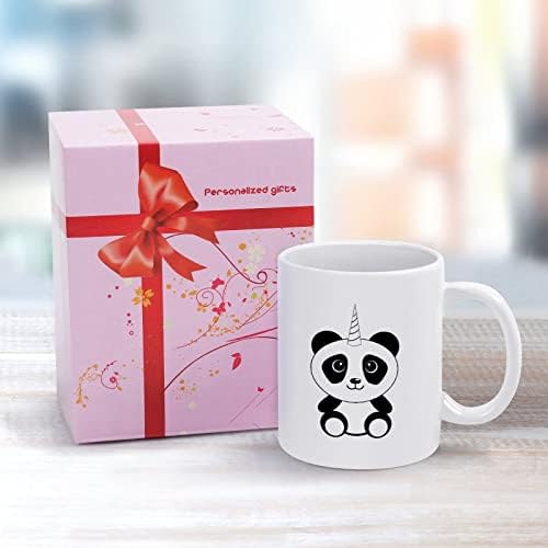 Unicorn Panda Baskı Kupa kahve bardağı Seramik çay bardağı Komik Hediye Logo Tasarımı ile Ofis Ev için Kadın Erkek-11 Oz