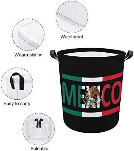 Meksika Bayrağı katlanır çamaşır sepeti Su Geçirmez Sepet saklama kutusu saplı çanta 16.5x 16.5x 17
