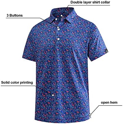 DEOLAX Erkek golf gömlekleri Moda Hawaiian Performans Nem Esneklik Kuru Fit Erkek polo gömlekler Kısa Kollu