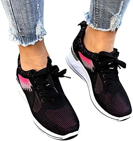 Günlük ayakkabı Açık Kama Kadın Koşu örgü ayakkabı Nefes Eğitmen kadın Zirveleri Sneakers-Geniş Genişlik