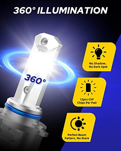 AUTOONE 9006 / HB4 LED far lambaları, 400 % Parlak 6000 K Beyaz 9006 LED Ampuller için Düşük ışın, Mini Boyutu Kablosuz Tak