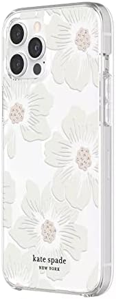 kate spade york Koruyucu Hardshell Kılıf iPhone 12 Pro Max-Hollyhock Çiçek Temizle / Taşlı Krem
