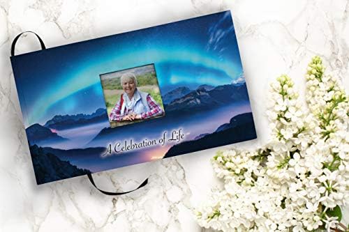 HATIRA KREMASYON ÇÖMLEĞİ Aurora Borealis Eşleştirme Temalı' Yaşam Kutlaması ' Cenaze veya Anma Töreni için Ziyaretçi Defteri