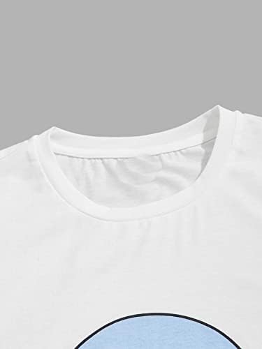 Floerns erkek Grafik Baskı T Shirt İpli Bel şort takımı 2 Parça Kıyafet