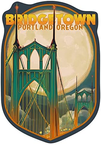 Kalıp Kesim Etiket Portland, Oregon, Bridgetown ve Dolunay, Kontur vinil yapışkan 3 ila 6 inç, (Arabalar için Su geçirmez