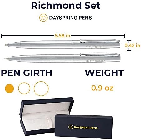 Dayspring Kalemler Richmond Tükenmez Kalem ve Kalem Seti Krom / Kişiselleştirilmiş / Kazınmış Hediye Kalem. Kazınmış isim
