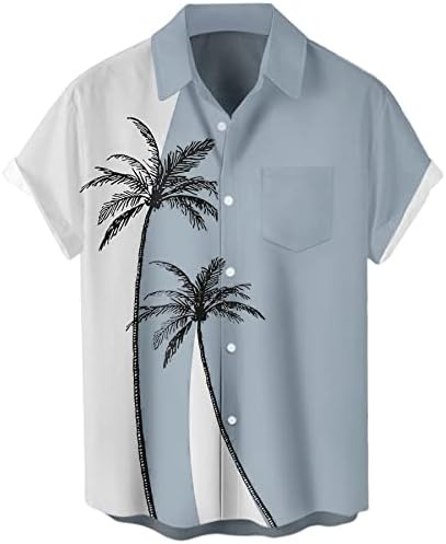 Havai gömleği Erkekler için, Erkek Tropikal Çiçek Kısa Kollu Düğme Aşağı Gömlek Yaz Tatili Plaj Kıyafeti 70s Aloha Kıyafetler