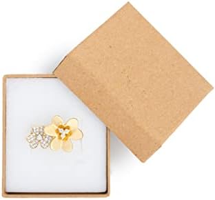Kahverengi Mücevher Hediye Kutusu 50 Adet, Floklu Köpüklü Karton Hediye Kutuları Halka Yuvası Halka kutusu, Hediyeler için