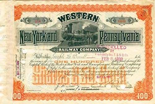 Batı New York ve Pennsylvania Demiryolu-Stok Sertifikası
