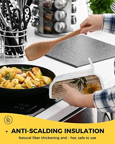 4 Adet tutacak Mutfak, Çiftlik Evi Sarı Ayçiçeği Rustik Ahşap Tasarım Pot Tutucu, Sıcak Pedler, Trivet Pişirme ve Pişirme