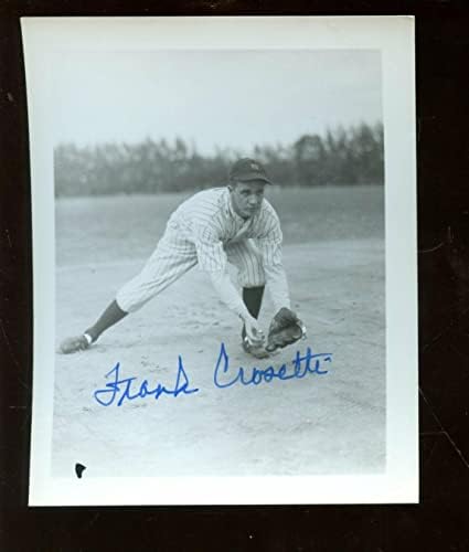 Frank Crosetti New York Yankees İmzalı Vintage 4 X 5 Fotoğraf Hologramı - İmzalı MLB Fotoğrafları
