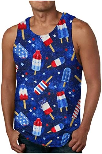 Erkek Bağımsızlık Günü Tank Top Spor Amerikan Bayrağı Tee Kolsuz Yıldız ve Çizgili Baskı T-Shirt 4th Temmuz Gömlek