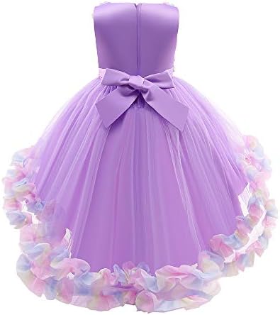 18M-9T Toddler Bebek Kız Renkli Çiçek Kat Uzunluk Elbise Düğün Parti Akşam Resmi Zarif Dans Elbisesi