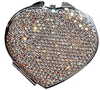 TJLSS Mini Cep Aynası Kalp Şekli Taşınabilir Makyaj Küçük Ayna Katlanır Çift Taraflı Ayna (Renk: A, Boyut: 6x7cm)