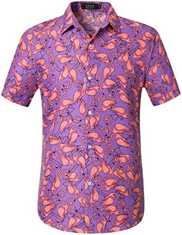 SSLR Erkek Kısa Kollu Düğme Aşağı Gömlek Casual Yaz Hawaii Gömlek Erkekler için