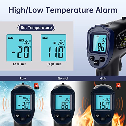 ERİCKHİLL kızılötesi termometre, pişirme için ısı sıcaklığı sıcaklık tabancası, Ayarlanabilir emisivite-Pişirme için, Pizza