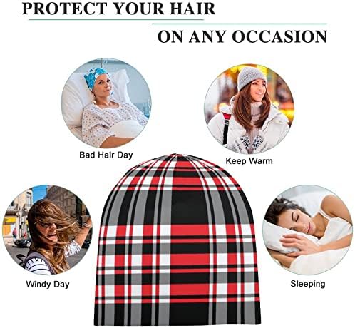BAİKUTOUAN Siyah ve Kırmızı Ekose Baskı Bere Şapka Tasarımları ile Erkekler Kadınlar için Kafatası Kap