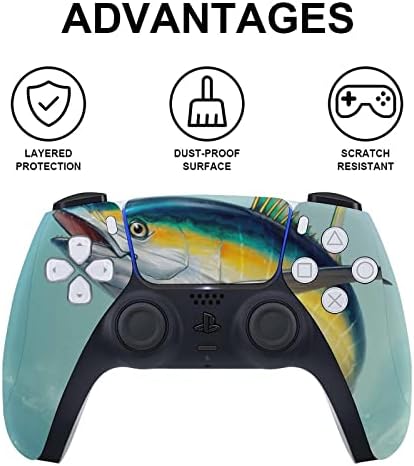 Sarı Ton Balığı Tam Koruyucu Cilt Kapak Tasarımı Wrap çıkartma ile Uyumlu PS5 Dijital Baskı Konsolu ve Denetleyici