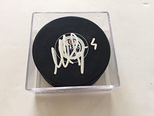 Mark Fayne İmzalı Edmonton Oilers Hokey Diski İmzalı b İmzalı NHL Diskleri