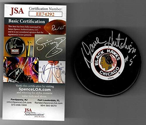 Dave Hutchison İmzalı Chicago Blackhawks Diski JSA Kimliği Doğrulanmış COA İmzalı NHL Diskleri