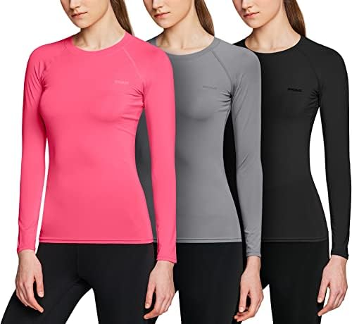 TSLA 1 veya 3 Paket kadın Spor Sıkıştırma Gömlek, Serin Kuru Fit Uzun Kollu Egzersiz Üstleri, Atletik Egzersiz Salonu Yoga