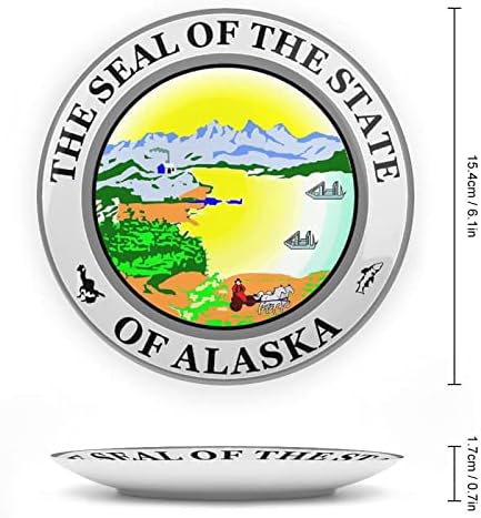 Alaska Eyaletinin mührü Komik Kemik Çini Dekoratif Levha Yuvarlak Seramik Tabaklar Zanaat Ev Ofis Duvar Dekorasyonu için