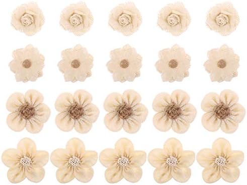 El yapımı Doğal Rustik Çuval Bezi Çiçekler Çeşitli Çuval Bezi Gül 20 ADET Düğün Dekorasyon ve Çiçek DIY El Sanatları Yapımı