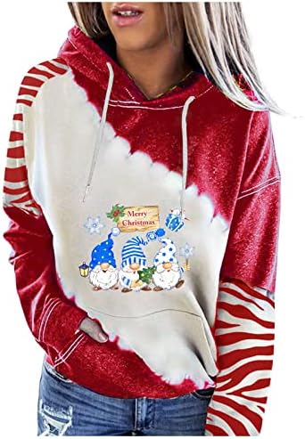 NOKMOPO Noel yetişkinler için kostümler Moda Kadınlar Noel Baskılı Parti Uzun Kollu Kapüşonlu Sweatshirt Üst