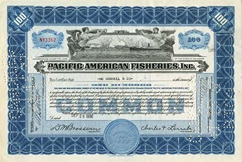 Pasifik Amerikan Balıkçılık, Inc. - Stok Sertifikası