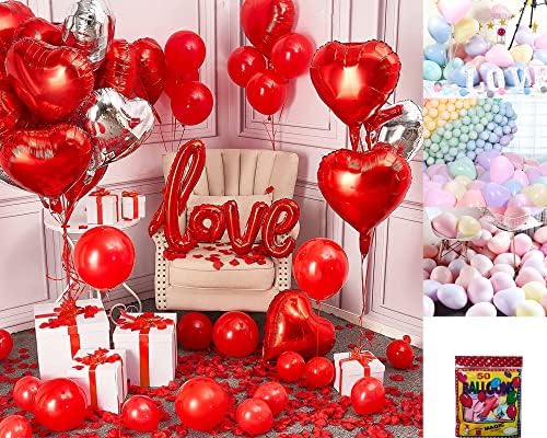 Sevgililer Günü Balonları, Sevgililer Günü Süslemeleri için 101 ADET Kalp Balonları, Sevgililer Günü Süslemeleri, Kalp Balonları
