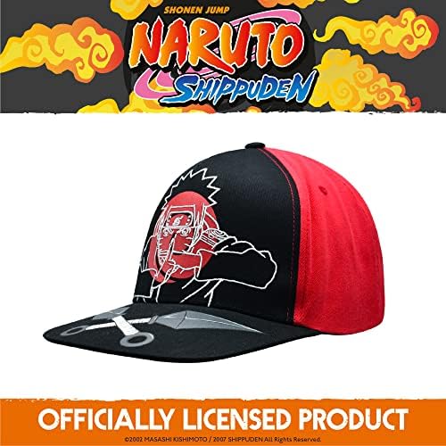 Konsept Bir Naruto beyzbol şapkası, Jutsu Hançerler Tasarım Yetişkin Snapback Kap Düz Kenarlı, Kırmızı / Siyah, Bir Boyut