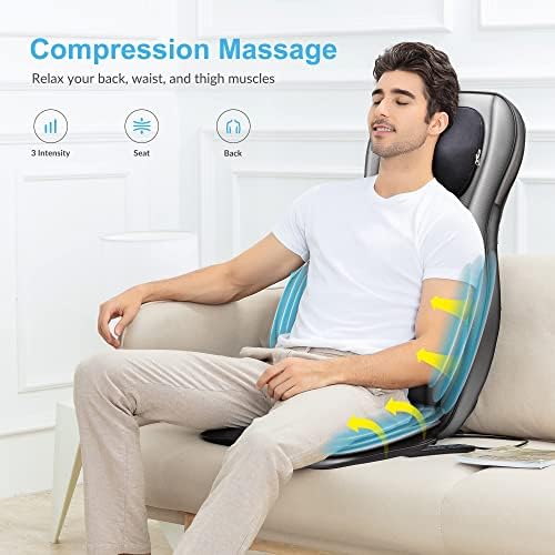Isı ile COMFİER Shiatsu boyun sırt masajı, 2D ro 3D yoğurma masaj koltuğu pedi, Tam vücut gevşeme için ayarlanabilir sıkıştırma