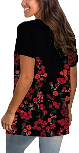 Sonbahar Yaz Bluz Tshirt Kadınlar için 2023 Giyim Kısa Kollu Pamuklu V Boyun Grafik Salonu T Shirt 6İ 6İ