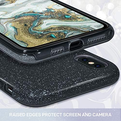 MİLPROX iPhone Xs MAX Durumda Glitter Lüks Parlak Sparkly Silm Bling Kristal Temizle, 3 Katmanlı Hibrid, koruyucu Yumuşak