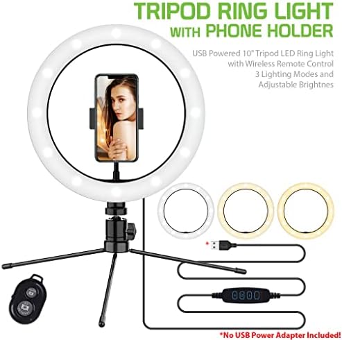 Parlak Selfie Halkası Üç renkli ışık Videocon A53'ünüzle Uyumlu Canlı Akış/Makyaj/YouTube/TikTok/Video/Çekim için Uzaktan