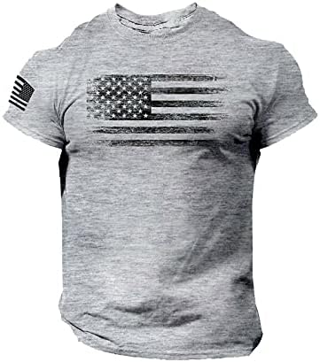 POLNHDLT Mens T Gömlek, ABD Sıkıntılı Bayrağı Erkekler T Gömlek Vatansever Amerikan Tee Kısa Kollu Crewneck Bağımsızlık Günü