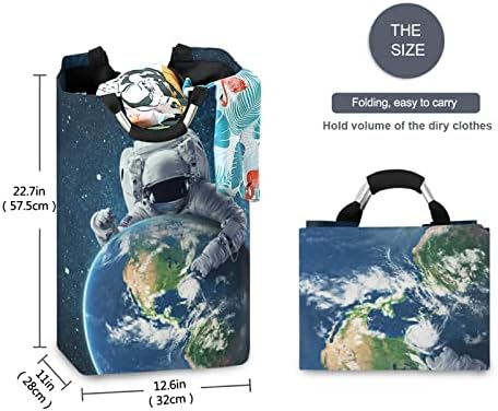 Astronot Uzay Toprak çamaşır sepeti Katlanabilir Büyük Giysi Sepeti Kreş saklama kutusu için Kolu ile Çocuk Odası Yatak Odası