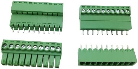 10 Adet Pitch 3.81 mm 10way / pin Vidalı Terminal Bloğu Konnektörü w / Düz pin Yeşil Renk Takılabilir Tip Skywalking