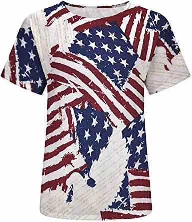 Sonbahar Yaz T Shirt Kız Kısa Kollu Pamuklu Crewneck Amerikan Bayrağı Grafik Brunch Üst Tshirt Bayan IZ IZ
