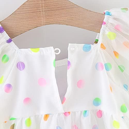 Toddler Kız Sinek Kollu İlmek Elbiseler Bebek Nokta Baskılı Tül Prenses Elbise Kız Çiçek (Mor, 12-18 Ay)