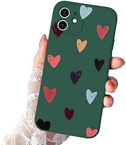 LLZ.COQUE iPhone 12 Kılıf ile Uyumlu Sevimli Mat Aşk Kalpleri Desen Tasarlanmış Tampon Genç Kızlar Kadınlar için Yumuşak