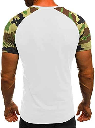 Erkek Camo kısa kollu t-shirt Kamuflaj Düzenli Fit Askeri Üst Ordu Tarzı Yuvarlak Boyun Tişörtleri Egzersiz Spor Gömlek