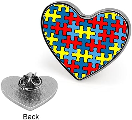 Otizm Farkındalık Bulmaca Düğme Pimleri Sırt Çantası için Kalp Şeklinde Rozet Pimleri Sevimli Broş Pimleri Parti Süslemeleri
