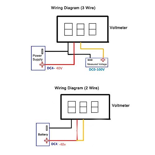5 adet Mini Voltmetre, Mini Dijital Voltmetre 0.36 İnç LED Dijital Tüp Mini Voltmetre DC 0-100V 3-Wire voltmetre Ölçer 5
