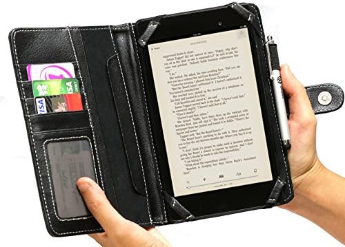Navitech 7 Siyah Deri Kitap Stil Folio Kılıf/Kapak & Stylus Kalem ile Uyumlu Dell Venue 7 / LG G Pad 7.0