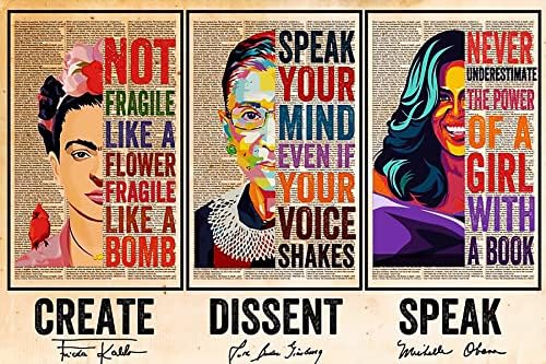 Schian Feminist Duvar sanat posterleri Ev Dekorasyonu-Ruth Bader Ginsburg, RBG, Michelle Obama, Frida-Yarat, Muhalefet, Konuş-Güçlü
