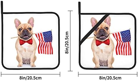 Fransız Bulldog tencere tutucular Mutfak Fırın Seti 2 Parça Makine Yıkanabilir Isıya Dayanıklı Tencere Tutucular Sıcak Pedler