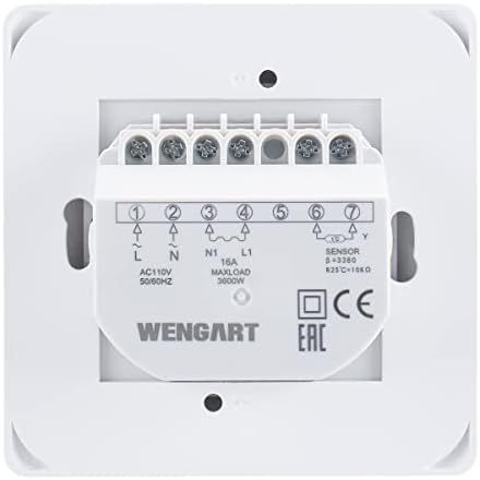 Wengart sadece ısı termostatı WG01, hat Gerilimi 120v 16A Kontrol elektrikli ısıtma cihazları zemin sensörü probu beyaz